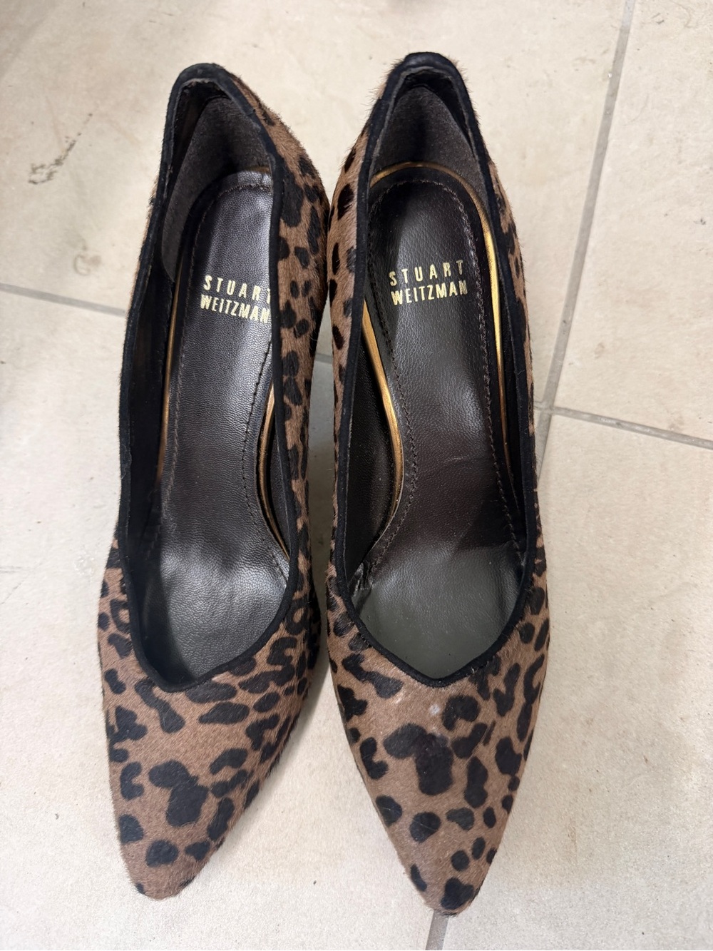 Stuart Weitzman Leopard-Print Pointed-Toe Pumps - Brown/Black